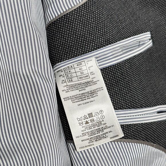 Brooks Brothers Explorer Black Gray Blazer Wool Spandex Regent Fit Men Size 40R - Picture 12 of 13